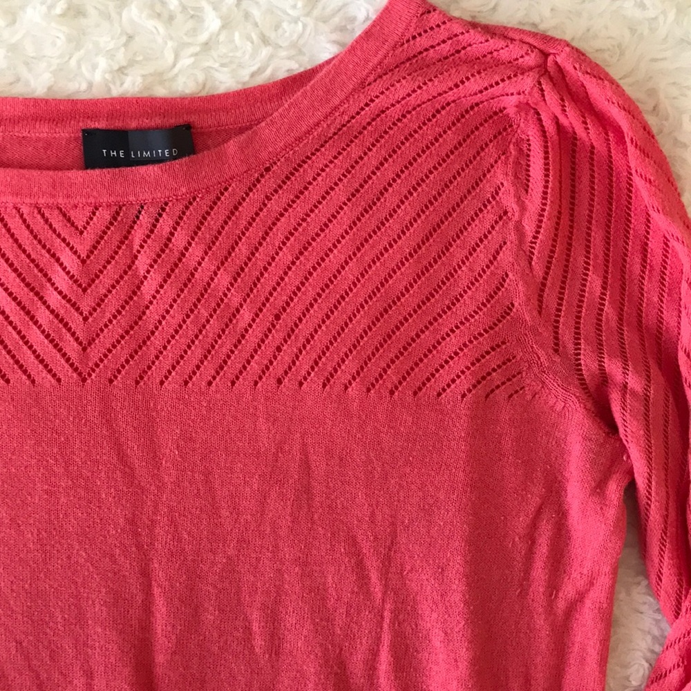 The Limited Coral Eyelet Sweater
